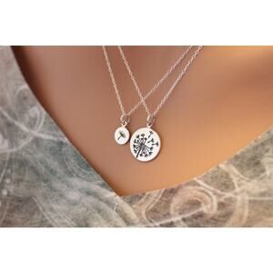 Sterling Silver Big and Small Dandelion Charm Necklace Set